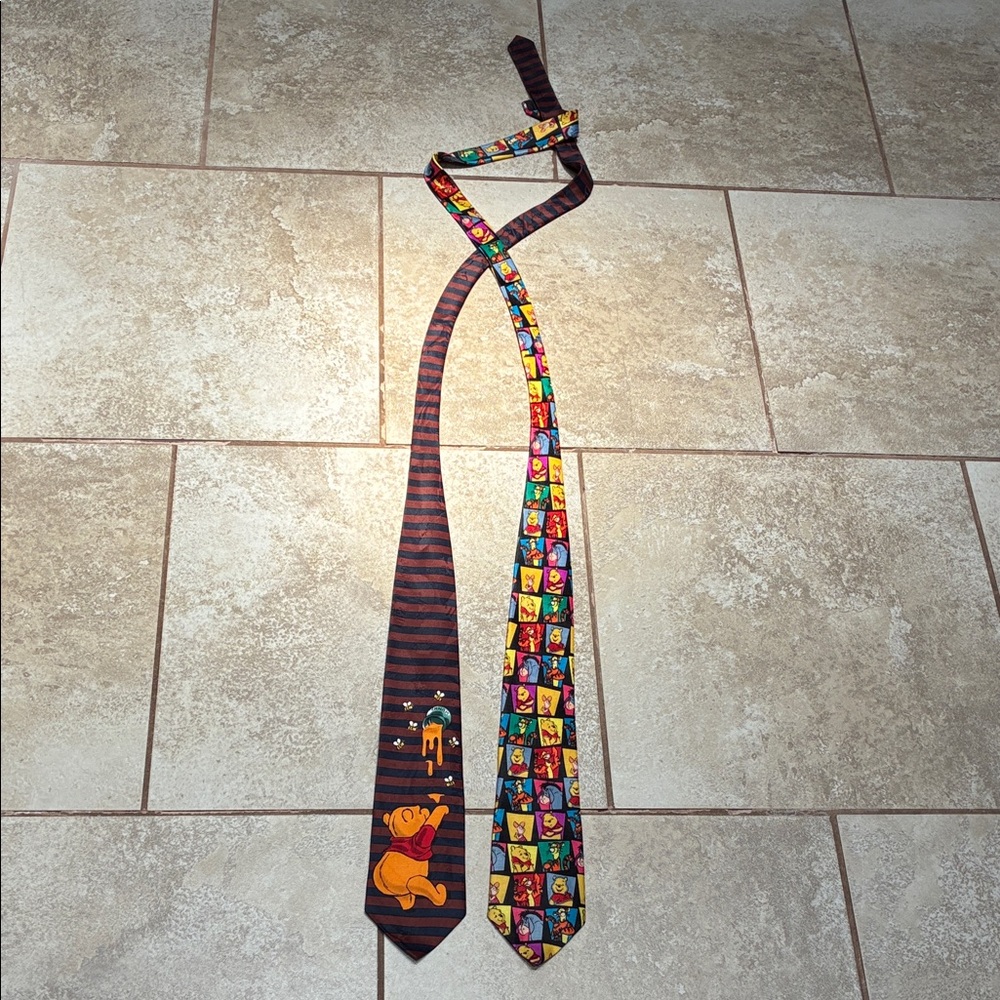 Winnie the Pooh Novelty Men's Tie - Multi-Color Cartoon Panels